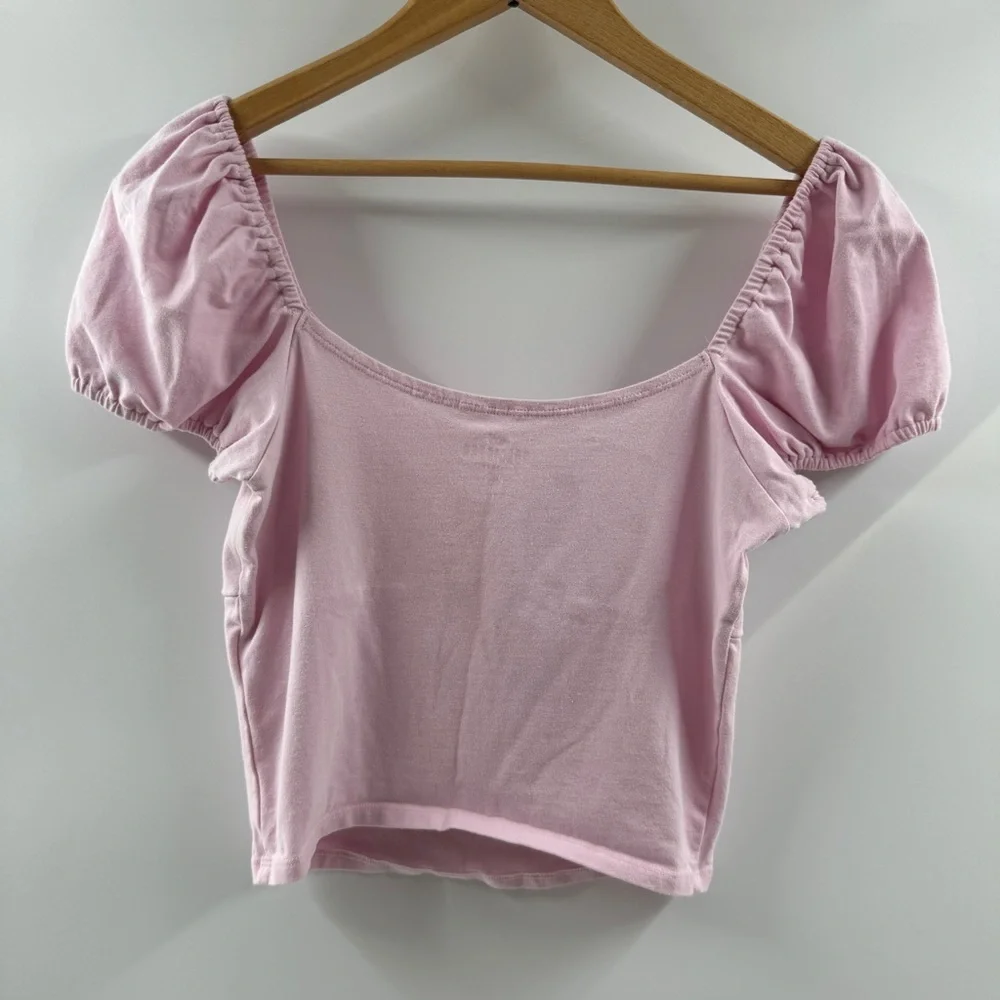 Hollister Light Pink Puffed Short Sleeve Top – Size Medium - Picture 5 of 7